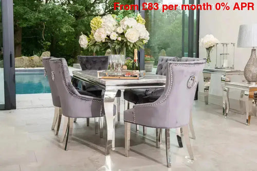 Louis Dining Table with 4, 6 or 8 Darcy Chairs Grey