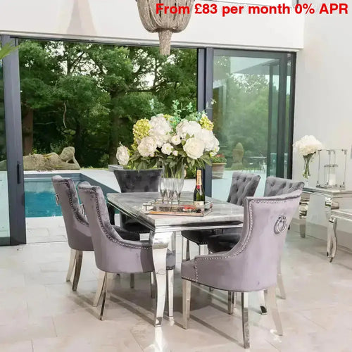 Louis Dining Table with 4, 6 or 8 Darcy Chairs Grey