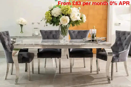 Louis Dining Table with 4, 6 or 8 Darcy Chairs Grey