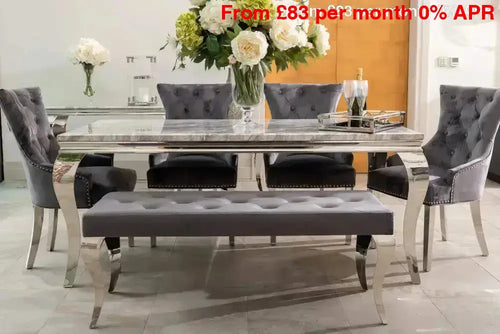 Louis Dining Table with 4, 6 or 8 Darcy Chairs Grey