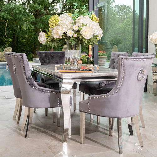 Louis Dining Table with 4, 6 or 8 Darcy Chairs Grey My Store