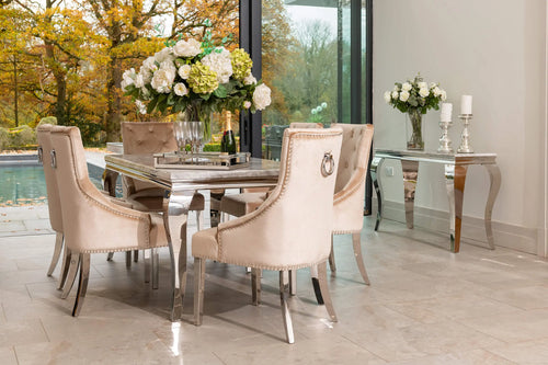 Louis Dining Table with 4,6 or 8 Annabelle Chairs Champagne My Store