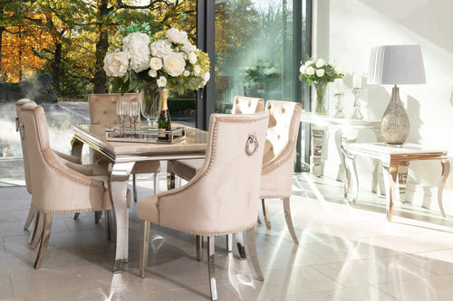 Louis Dining Table with 4,6 or 8 Annabelle Chairs Champagne My Store