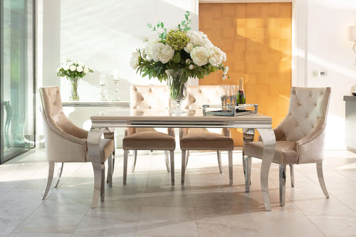 Louis Dining Table with 4,6 or 8 Annabelle Chairs Champagne My Store