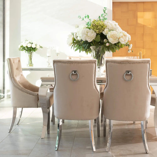 Louis Dining Table with 4,6 or 8 Annabelle Chairs Champagne My Store