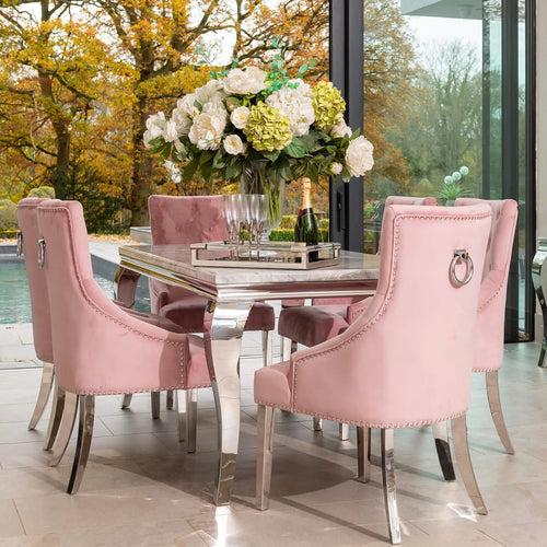 Louis Dining Table with 4,6 or 8 Annabelle Chairs Pink My Store