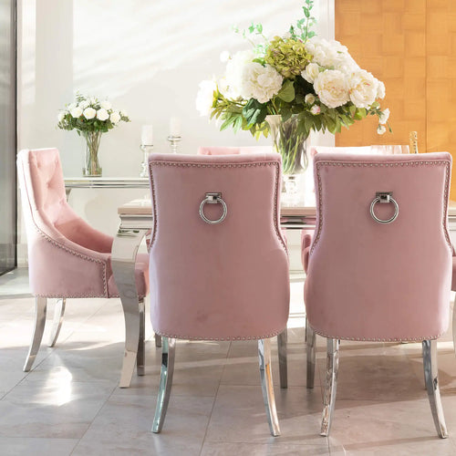 Louis Dining Table with 4,6 or 8 Annabelle Chairs Pink My Store