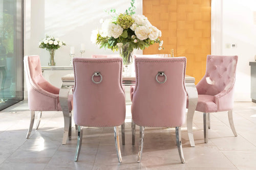 Louis Dining Table with 4,6 or 8 Annabelle Chairs Pink My Store