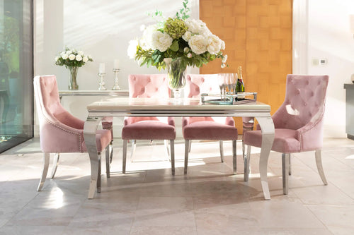 Louis Dining Table with 4,6 or 8 Annabelle Chairs Pink My Store