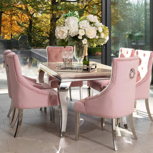 Louis Dining Table with 4,6 or 8 Annabelle Chairs Pink My Store