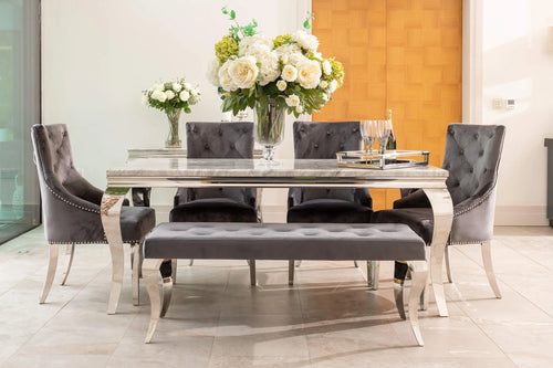 Louis Dining Table with 4,6 or 8 Annabelle Dining Chairs Dark Grey My Store