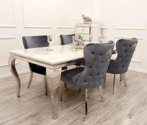 Louis Dining Table with 4,6 or 8 Chelsea Grey Dining Chairs My Store