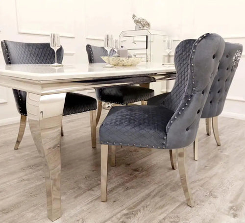 Louis Dining Table with 4,6 or 8 Chelsea Grey Dining Chairs My Store