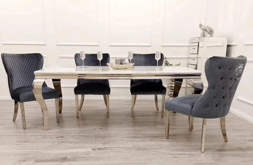 Louis Dining Table with 4,6 or 8 Chelsea Grey Dining Chairs My Store