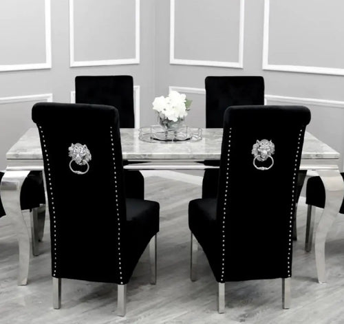 Louis Dining Table with 4,6 or 8 Emma Chairs Black My Store