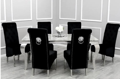 Louis Dining Table with 4,6 or 8 Emma Chairs Black My Store