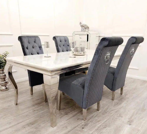 Louis Dining Table with 4,6 or 8 Emma Chairs Grey My Store