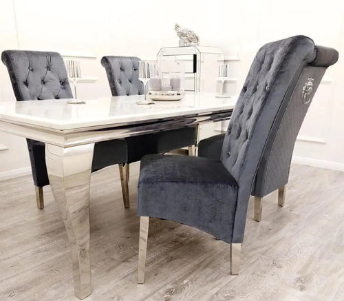 Louis Dining Table with 4,6 or 8 Emma Chairs Grey My Store