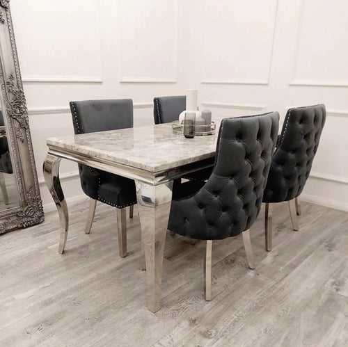 Louis Dining Table with 4,6 or 8 Kensington Chair Dark Grey My Store