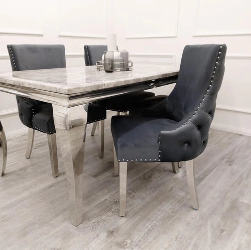 Louis Dining Table with 4,6 or 8 Kensington Chair Dark Grey My Store