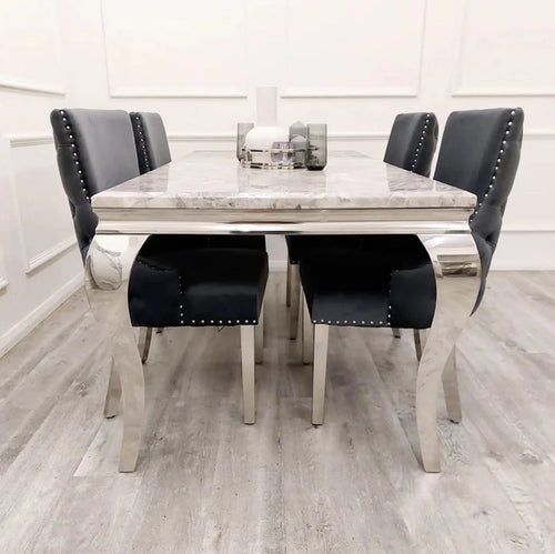 Louis Dining Table with 4,6 or 8 Kensington Chair Dark Grey My Store