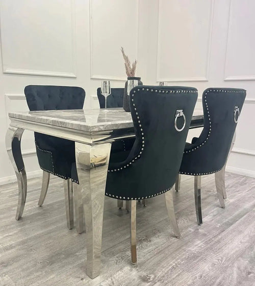 Louis Dining Table with 4,6 or 8 Megan Chair Black My Store