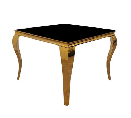 Louis Gold 1m Dining Table with Black Glass House of Fleur