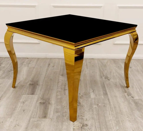 Louis Gold 1m Dining Table with Black Glass House of Fleur