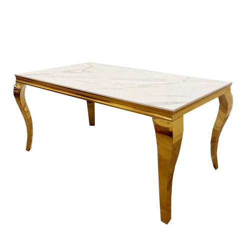 Louis Gold Frame Dining Table with 4,6 or 8 Bentley Gold and Champagne My Store