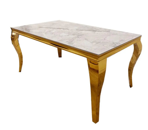 Louis Gold Frame Dining Table with 4,6 or 8 Bentley Gold and Champagne My Store