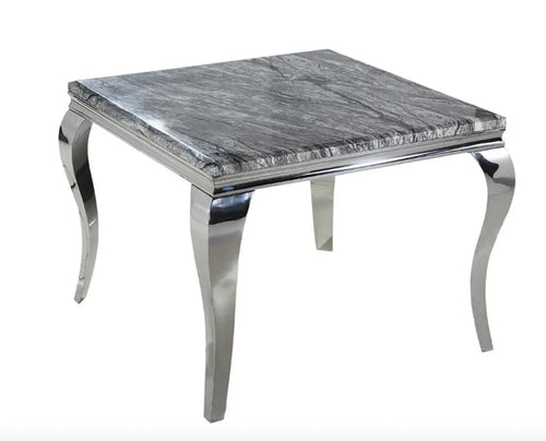 Louis Silver 1m Dining Table with Grey Marble House of Fleur