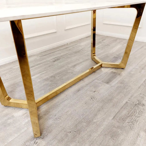 Lucien 1.8 Gold Dining Table with Pandora Gold Sintered Stone Top House of Fleur