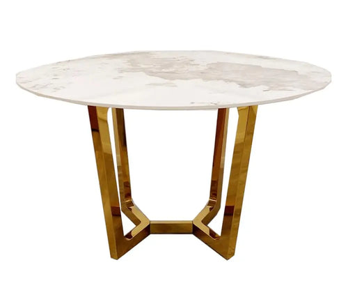 Lucien Gold 1.2 Round Dining Table with Sintered Stone Top House of Fleur