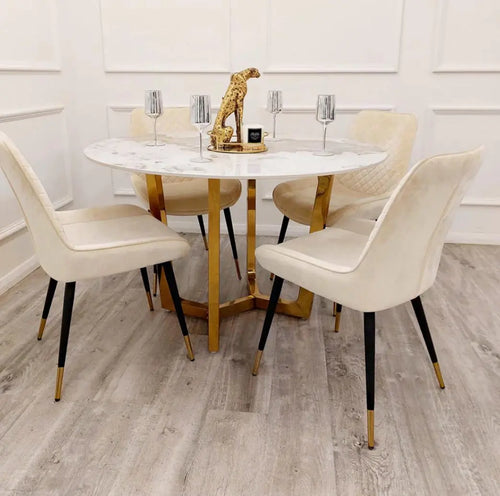 Lucien Gold 1.2 Round Dining Table with Sintered Stone Top House of Fleur