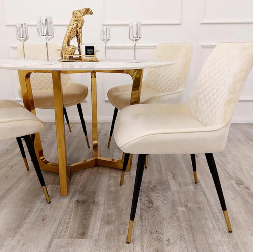 Lucien Gold 1.2 Round Dining Table with Sintered Stone Top House of Fleur