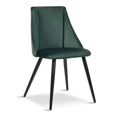 Lule Velvet Upholstered Velvet Dining Chair, Deep Green, Black Legs x 2 House of Fleur