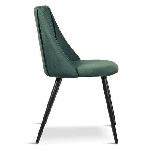 Lule Velvet Upholstered Velvet Dining Chair, Deep Green, Black Legs x 2 House of Fleur