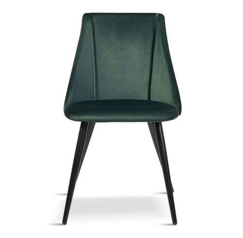 Lule Velvet Upholstered Velvet Dining Chair, Deep Green, Black Legs x 2 House of Fleur