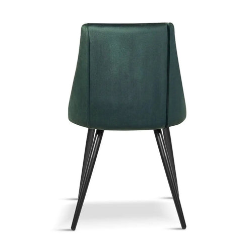 Lule Velvet Upholstered Velvet Dining Chair, Deep Green, Black Legs x 2 House of Fleur