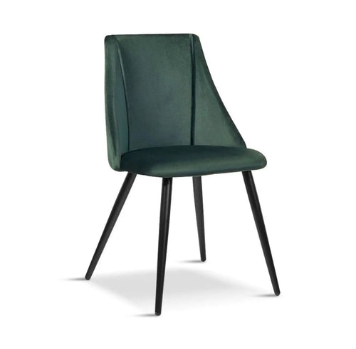 Lule Velvet Upholstered Velvet Dining Chair, Deep Green, Black Legs x 2 House of Fleur