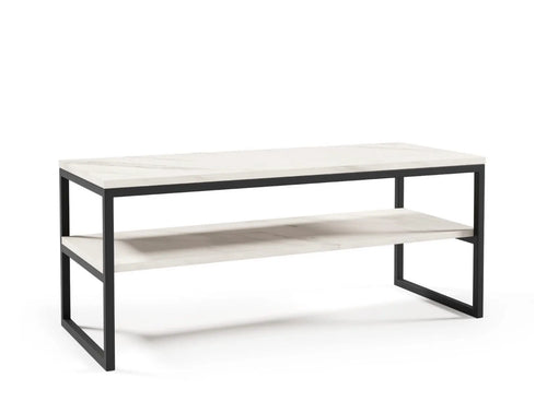 MILAN White Laminate Coffee Table with Shelf House of Fleur