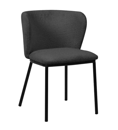 Mandy Bouclé Dining Chair Deep Grey x 2 House of Fleur