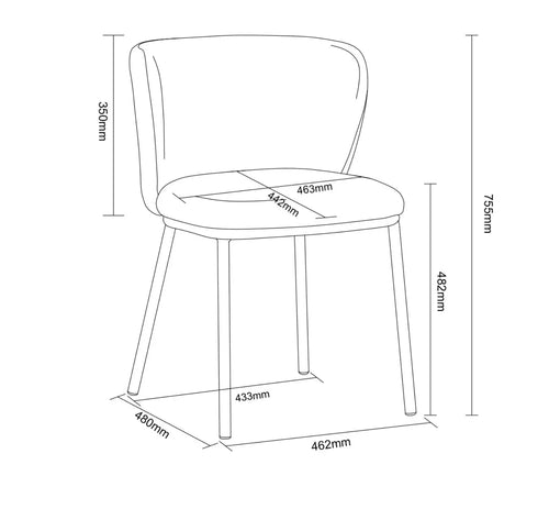 Mandy Velvet Dining Chair Grey x 2 House of Fleur