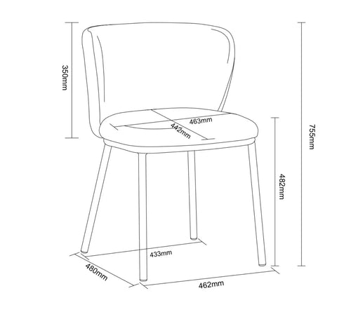 Mandy Velvet Dining Chair Light Grey-Crib 5 x 2 House of Fleur