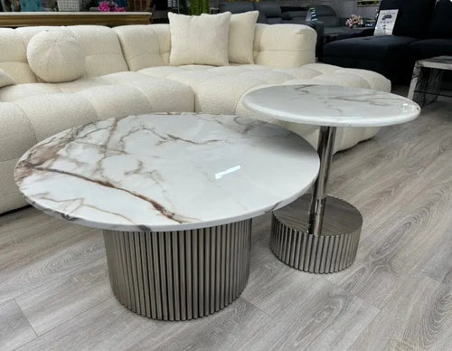 Marble Effect Coffee Table Set of 2 House of Fleur