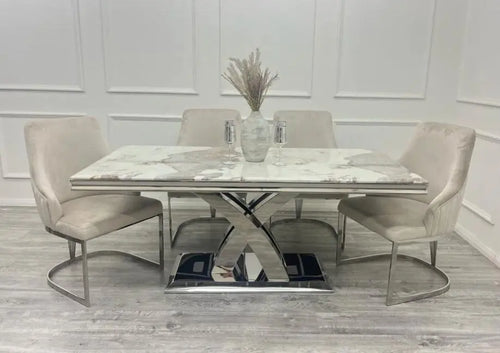 Milan 1.8 Dining Table with Chelmsford Dining Chairs House of Fleur