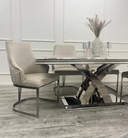 Milan 1.8 Dining Table with Chelmsford Dining Chairs House of Fleur