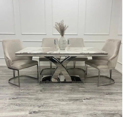 Milan 1.8 Dining Table with Chelmsford Dining Chairs House of Fleur