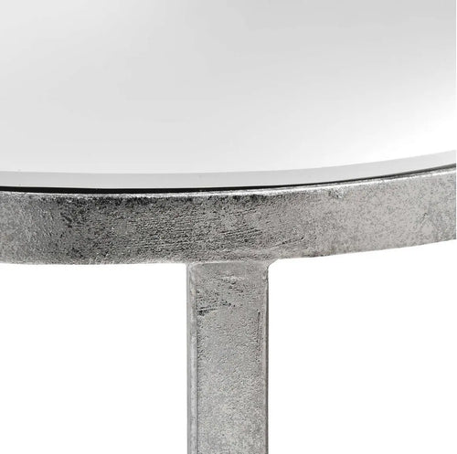 Mirrored Silver Half Moon Table With Cross Detail Hill Interiors