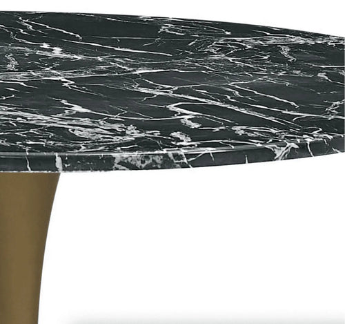 Modern Black Round Artificial Marble Dining Table with Gold base 100cm House of Fleur